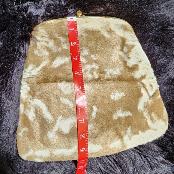 Vintage Ingber Foldover Clutch Purse with Gold Tone Kiss Lock Faux Fur/Wool like - Picture 14 of 14